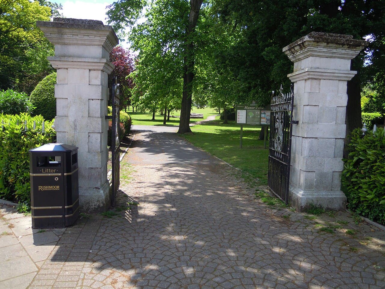 The High Street entrance to Manor Park, Aldershot
